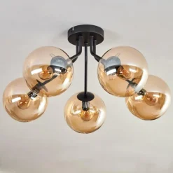 hofstein Plafonnier - Verre Gastor Ambre, 5 lumières