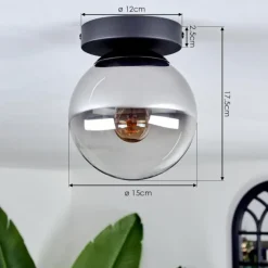 hofstein Plafonnier - Verre Gastor Chrome, Clair, Fumé, 1 lumière