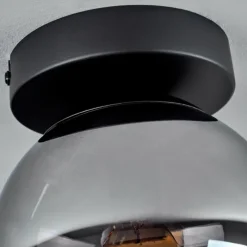 hofstein Plafonnier - Verre Gastor Chrome, Clair, Fumé, 1 lumière