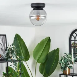 hofstein Plafonnier - Verre Gastor Clair, Fumé, 1 lumière