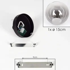 hofstein Plafonnier - Verre Gastor Clair, Fumé, 1 lumière