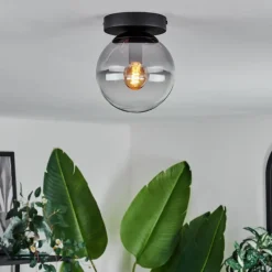 hofstein Plafonnier - Verre Gastor Clair, Fumé, 1 lumière