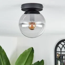 hofstein Plafonnier - Verre Gastor Clair, Fumé, 1 lumière