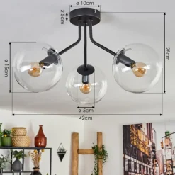 hofstein Plafonnier - Verre Gastor Clair, 3 lumières