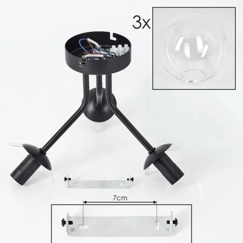 hofstein Plafonnier - Verre Gastor Clair, 3 lumières