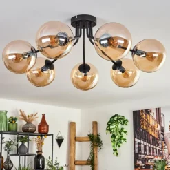 hofstein Plafonnier - Verre Gastor Ambre, 7 lumières