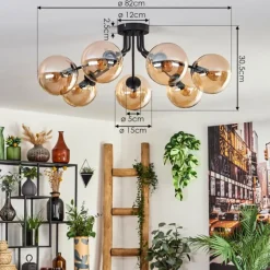 hofstein Plafonnier - Verre Gastor Ambre, 7 lumières