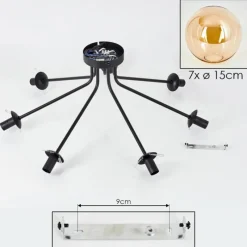 hofstein Plafonnier - Verre Gastor Ambre, 7 lumières