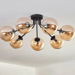 hofstein Plafonnier - Verre Gastor Ambre, 7 lumières