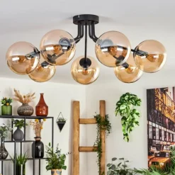 hofstein Plafonnier - Verre Gastor Ambre, 7 lumières