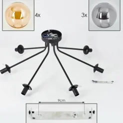 hofstein Plafonnier - Verre Gastor Ambre, Fumé, 7 lumières