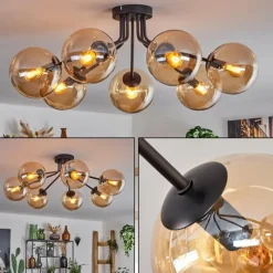 hofstein Plafonnier - Verre Gastor Ambre, Clair, 7 lumières