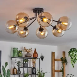 hofstein Plafonnier - Verre Gastor Ambre, Clair, 7 lumières