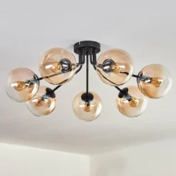 hofstein Plafonnier - Verre Gastor Ambre, Clair, 7 lumières