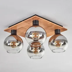 hofstein Plafonnier - Verre Koyoto Écru, Noir, 4 lumières