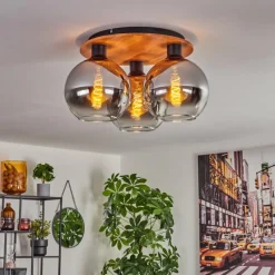 hofstein Plafonnier - Verre Koyoto Écru, Noir, 3 lumières