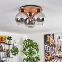 hofstein Plafonnier - Verre Koyoto Écru, Noir, 3 lumières