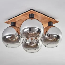 hofstein Plafonnier - Verre Koyoto Écru, Noir, 4 lumières