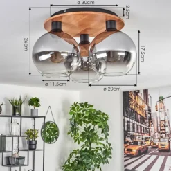 hofstein Plafonnier - Verre Koyoto Écru, Noir, 3 lumières