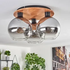 hofstein Plafonnier - Verre Koyoto Écru, Noir, 3 lumières