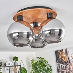 hofstein Plafonnier - Verre Koyoto Écru, Noir, 3 lumières