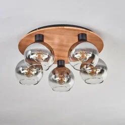 hofstein Plafonnier - Verre Koyoto Écru, Noir, 5 lumières