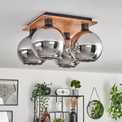 hofstein Plafonnier - Verre Koyoto Écru, Noir, 4 lumières