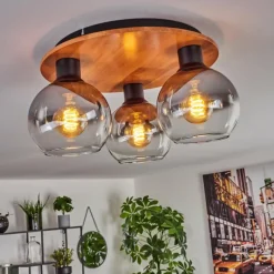 hofstein Plafonnier - Verre Koyoto Écru, Noir, 3 lumières