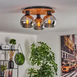 hofstein Plafonnier - Verre Koyoto Écru, Noir, 3 lumières