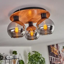 hofstein Plafonnier - Verre Koyoto Écru, Noir, 3 lumières