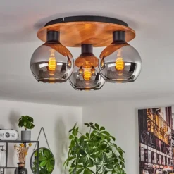 hofstein Plafonnier - Verre Koyoto Écru, Noir, 3 lumières