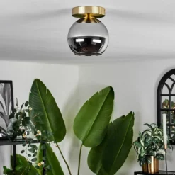 hofstein Plafonnier - Verre Koyoto Laiton, Noir, 1 lumière