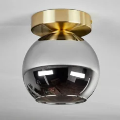 hofstein Plafonnier - Verre Koyoto Laiton, Noir, 1 lumière