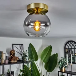 hofstein Plafonnier - Verre Koyoto Laiton, 1 lumière