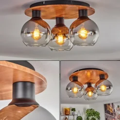 hofstein Plafonnier - Verre Koyoto Écru, Noir, 3 lumières