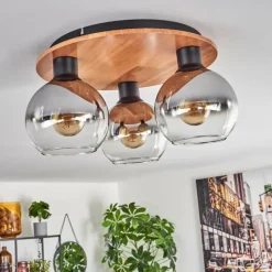 hofstein Plafonnier - Verre Koyoto Écru, Noir, 3 lumières