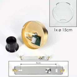 hofstein Plafonnier - Verre Koyoto Laiton, Noir, 1 lumière