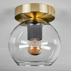 hofstein Plafonnier - Verre Koyoto Laiton, Noir, 1 lumière