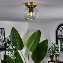 hofstein Plafonnier - Verre Koyoto Laiton, Noir, 1 lumière