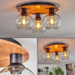 hofstein Plafonnier - Verre Koyoto Écru, Noir, 3 lumières