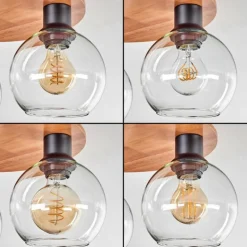 hofstein Plafonnier - Verre Koyoto Écru, Noir, 3 lumières