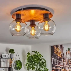 hofstein Plafonnier - Verre Koyoto Écru, Noir, 3 lumières