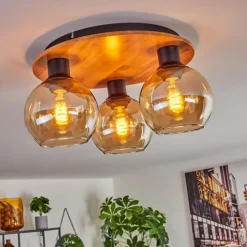 hofstein Plafonnier - Verre Koyoto Écru, Noir, 3 lumières