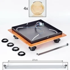 hofstein Plafonnier - Verre Koyoto Écru, Noir, 4 lumières