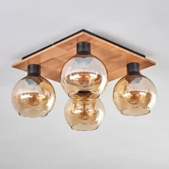 hofstein Plafonnier - Verre Koyoto Écru, Noir, 4 lumières