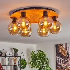 Lampes À Boules-hofstein Plafonnier - Verre Koyoto Écru, Noir, 6 lumières