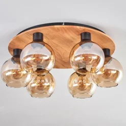 Lampes À Boules-hofstein Plafonnier - Verre Koyoto Écru, Noir, 6 lumières
