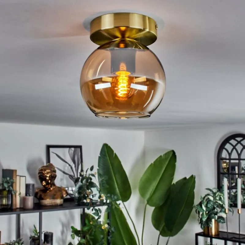 hofstein Plafonnier - Verre Koyoto Laiton, 1 lumière