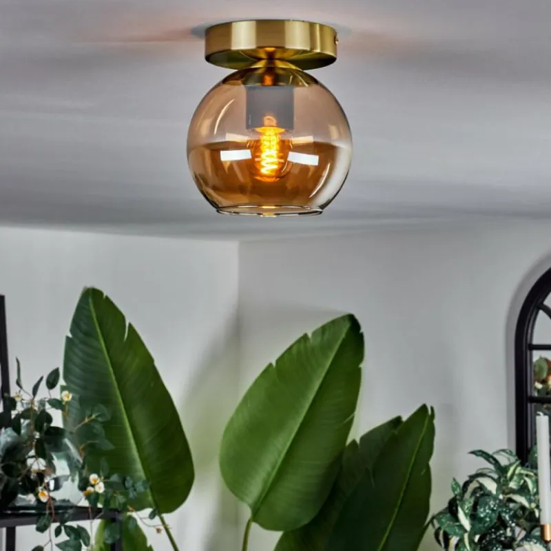 hofstein Plafonnier - Verre Koyoto Laiton, 1 lumière