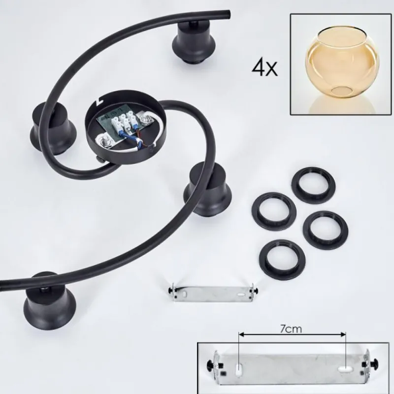 hofstein Plafonnier - Verre Koyoto Ambre, 4 lumières